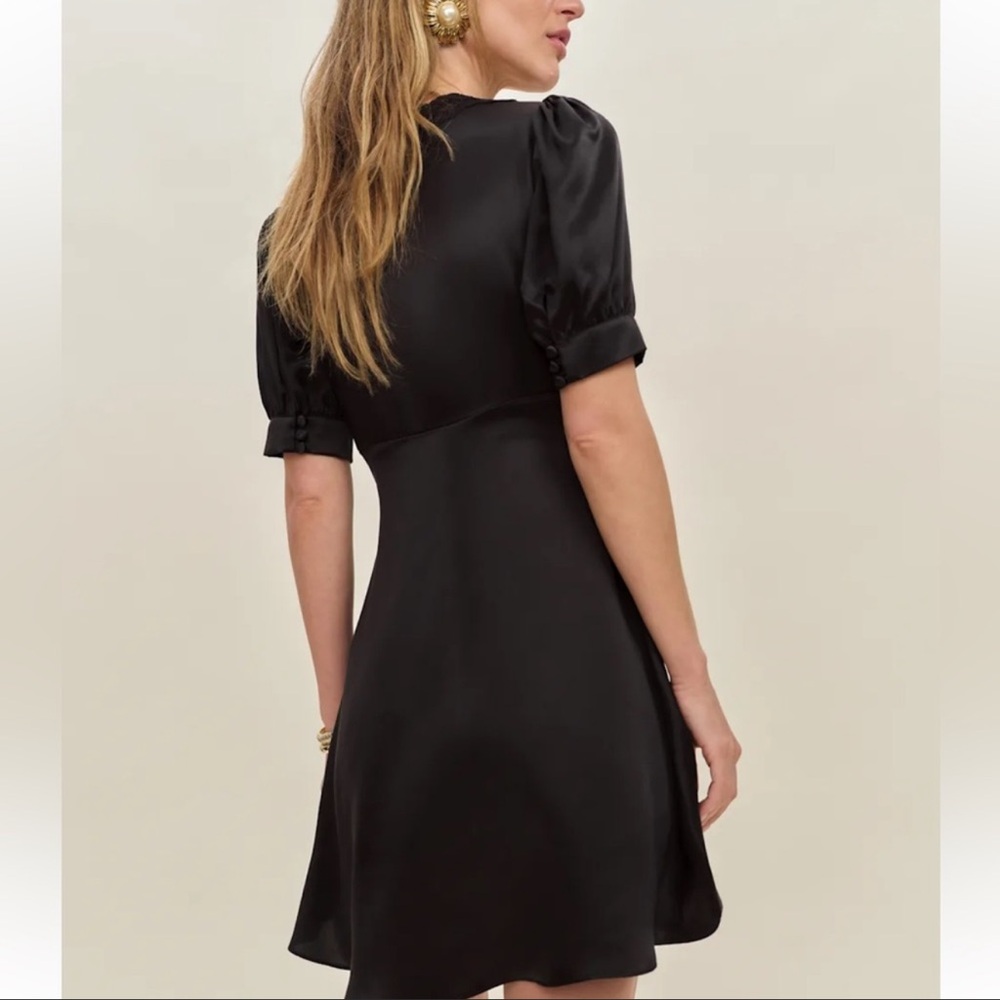Reformation Avin Silk Dress Black - Picture 2 of 6